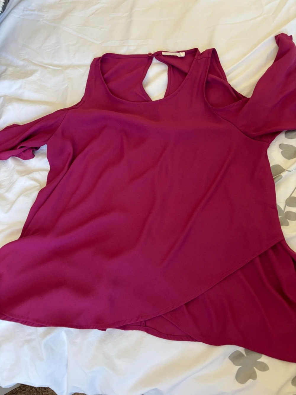 Lush Fuchsia Flutter Sleeve Blouse - Picture 7 of 7